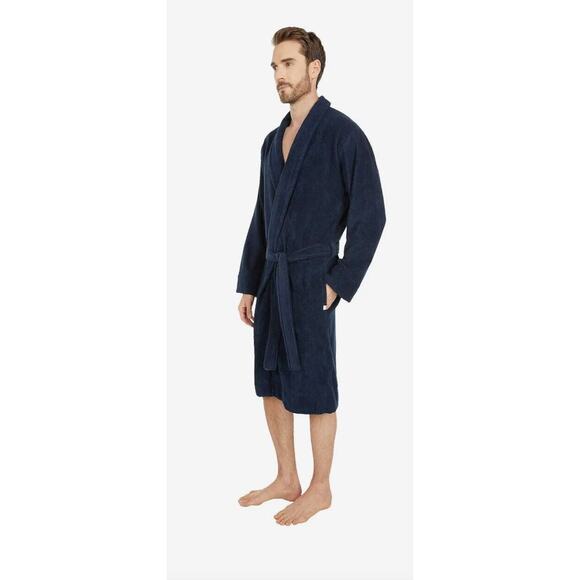 UGG Men's Turner Terry Robe W/ Belt. Shawl Dark Sapphire Size M/L NWT $139 - Picture 2 of 5